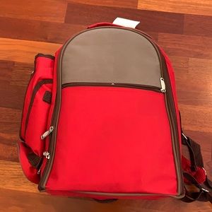 Red envelope picnic bag with dinnerware! Unused!